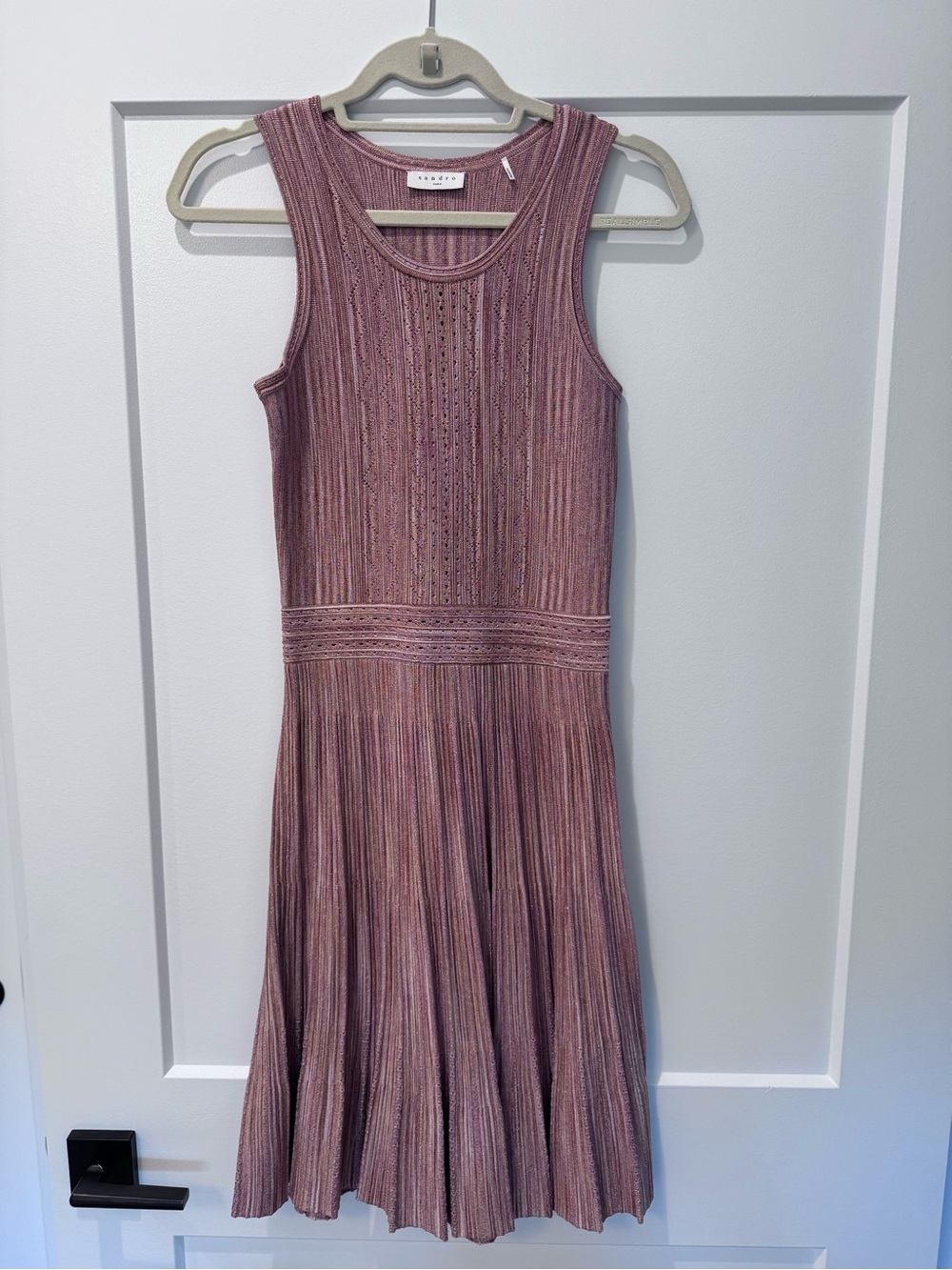 Sandro Metallic Rose Ribbed Knit Dress